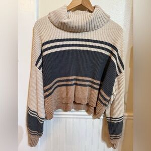My Michelle Cowl Neck Sweater - Cream and Gray